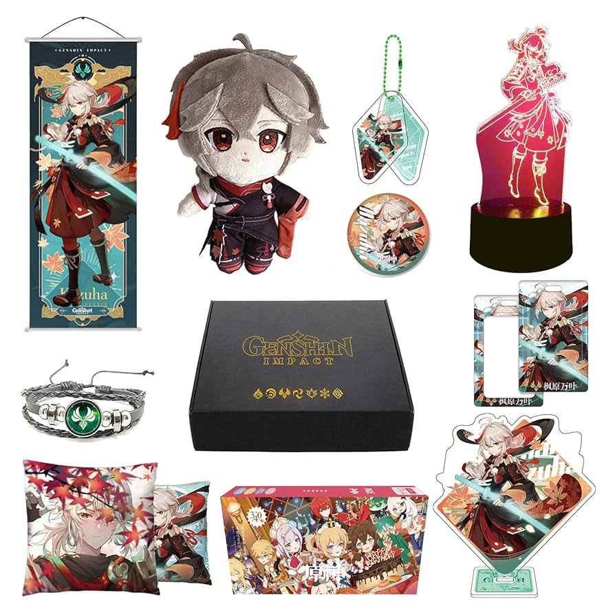 349 Pieces Genshin Impact Box Kazuha Merch Set with 12 Types